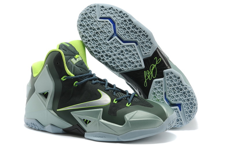 2014 Nike LeBron 11 P.S ELITE Carbon Grey/Fluorescent Green For Men